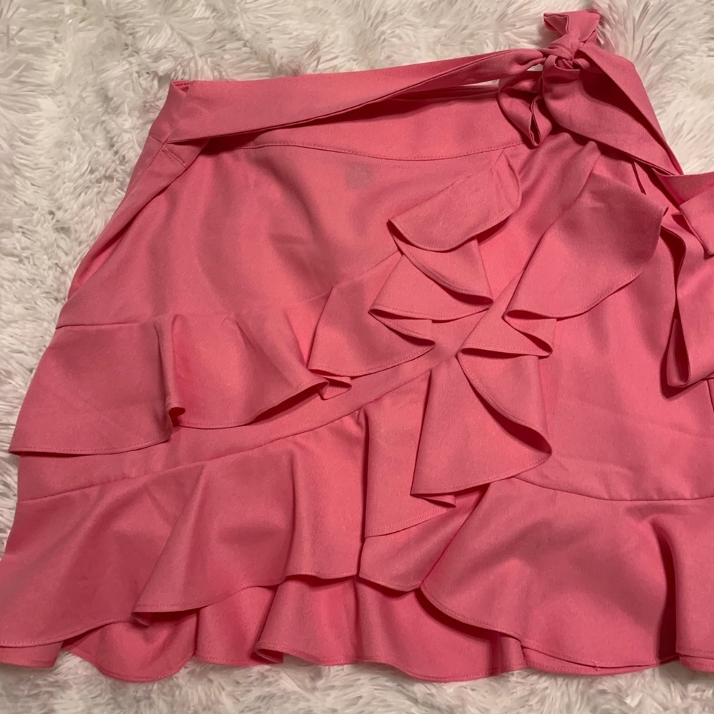 PINK ASYMMETRICAL WRAPPED SKIRT